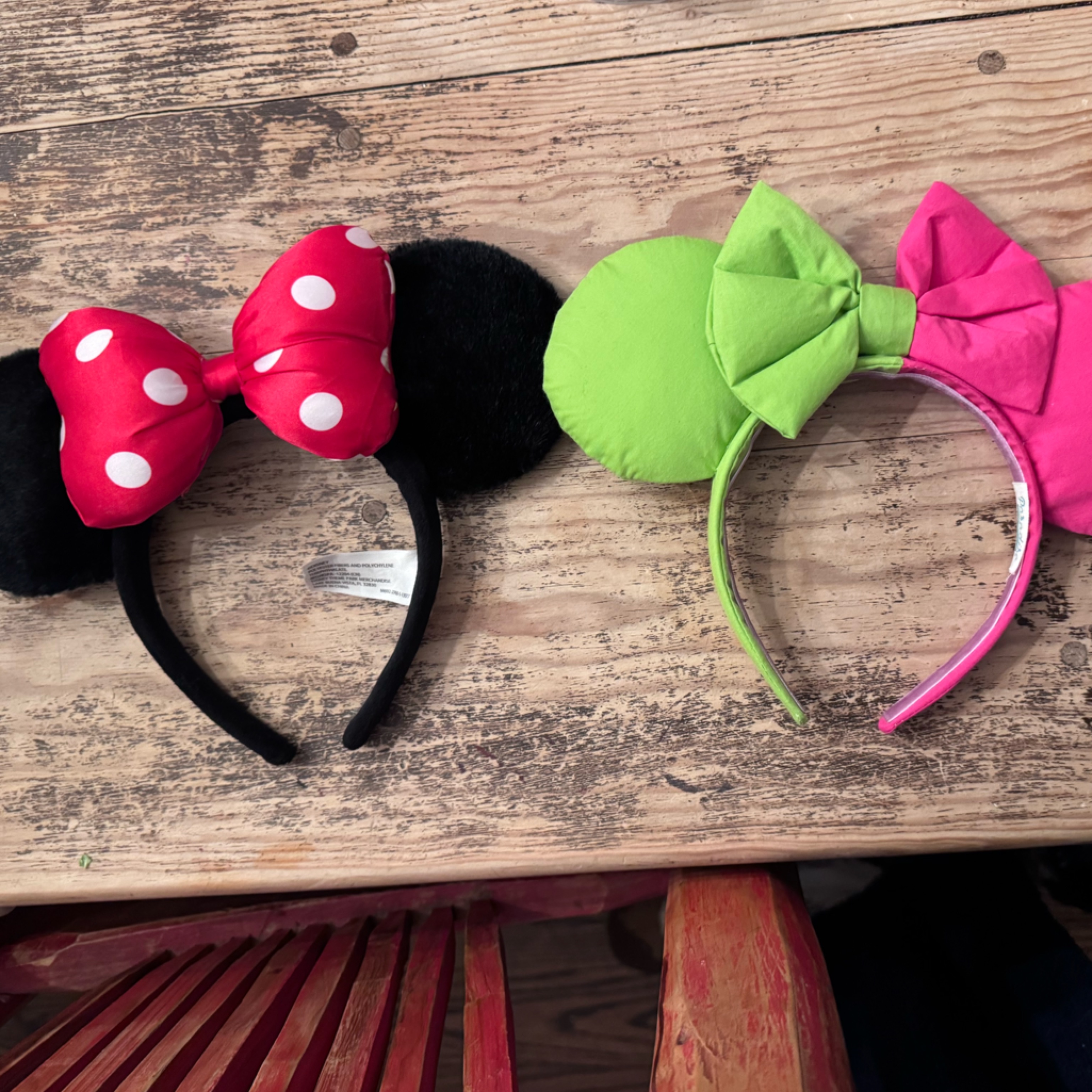 A plush classic Minnie Mouse ears headband photographed for a US resale marketplace listing